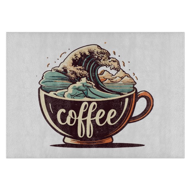 Tabla De Cortar La Gran Ola De Café (Anverso)