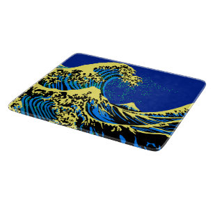 Tabla De Cortar La gran ola de Hokusai al estilo de arte pop azul