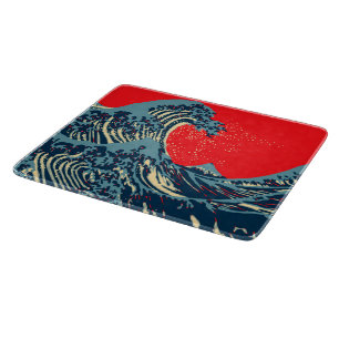 Tabla De Cortar La gran ola de Hokusai con estilo artístico de esp