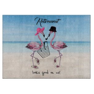 Tabla De Cortar ¡La jubilación nos parece bien! Flamingo en la pla