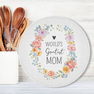 Tabla De Cortar La Mejor Mamá del Mundo Floral Colorido Día de la 