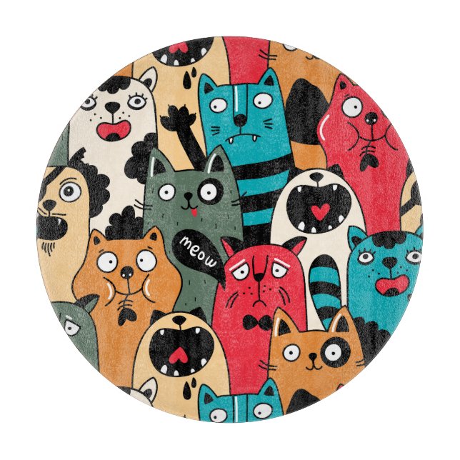Tabla De Cortar La multitud de gatos (Anverso)