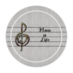 Tabla De Cortar La música es vida trébol Clef con corazón