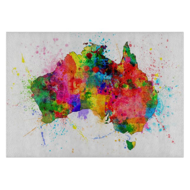 Tabla De Cortar La pintura de Australia salpica el mapa (Anverso)