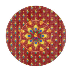 Tabla De Cortar La pluma de los pavos reales, Rangoli, está de mo