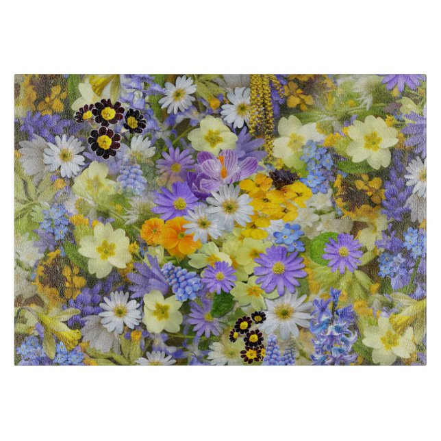 Tabla De Cortar La primavera bonita florece el collage (Anverso)
