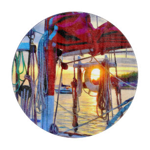 Tabla De Cortar La puesta de sol de la isla de López en el tabler