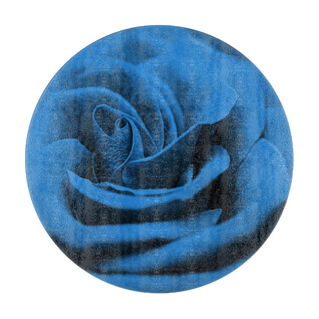 Tabla De Cortar La rosa roja azul, macrobelleza. (Anverso)