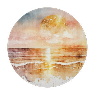 Tabla De Cortar La Serie de Playa de Acuarela Diseño 1