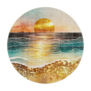 Tabla De Cortar La Serie de Playa de Acuarela Diseño 3