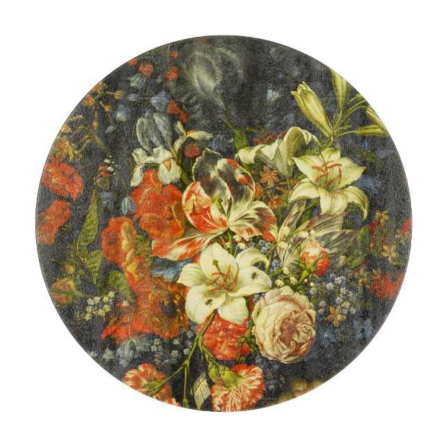 Tabla De Cortar La vida con flores y fruta (Anverso)