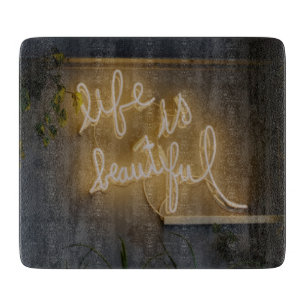 Tabla De Cortar La vida es bello Neon Lights