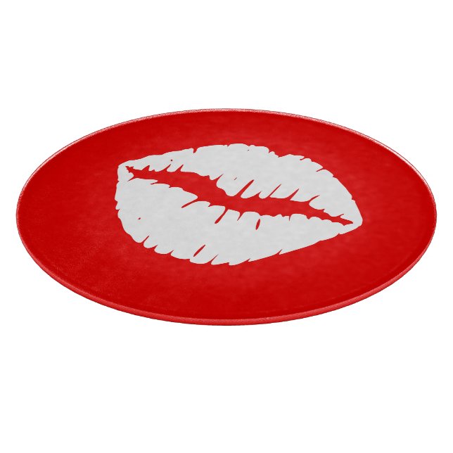 Tabla De Cortar Labial rojo y blanco (Borde)