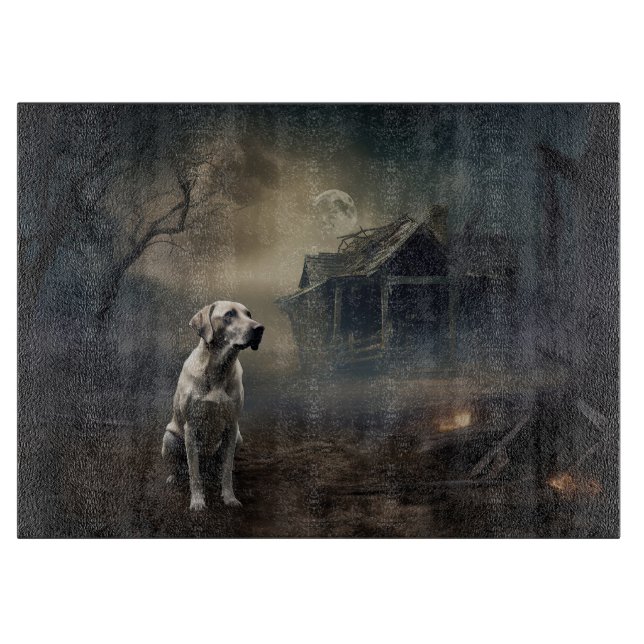 Tabla De Cortar Labrador Halloween Aterrador (Anverso)