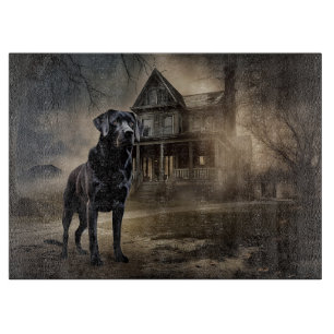Tabla De Cortar Labrador Negro Halloween Aterrador