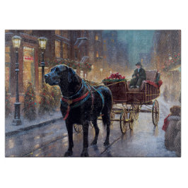 Tabla De Cortar Labrador Negro Temporada Navideña Festiva