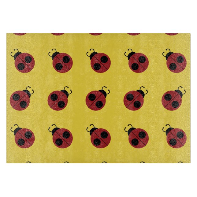 Tabla De Cortar Ladybug 60s retro fresco amarillo (Anverso)