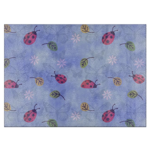 Tabla De Cortar Ladybugs, leafs y mariposas (Anverso)