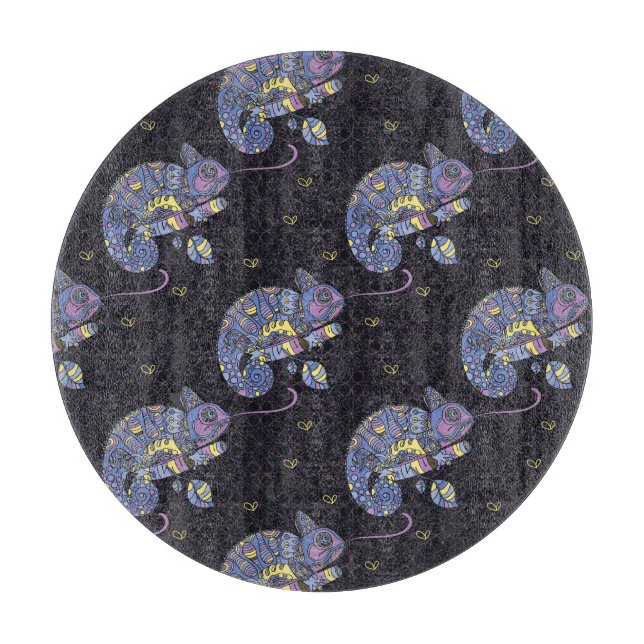 Tabla De Cortar Lagarto de Zentangle (Anverso)