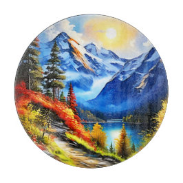 Tabla De Cortar Lago de Montaña: Vista Escénica