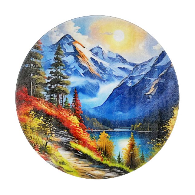 Tabla De Cortar Lago de montaña: Vista panorámica (Anverso)