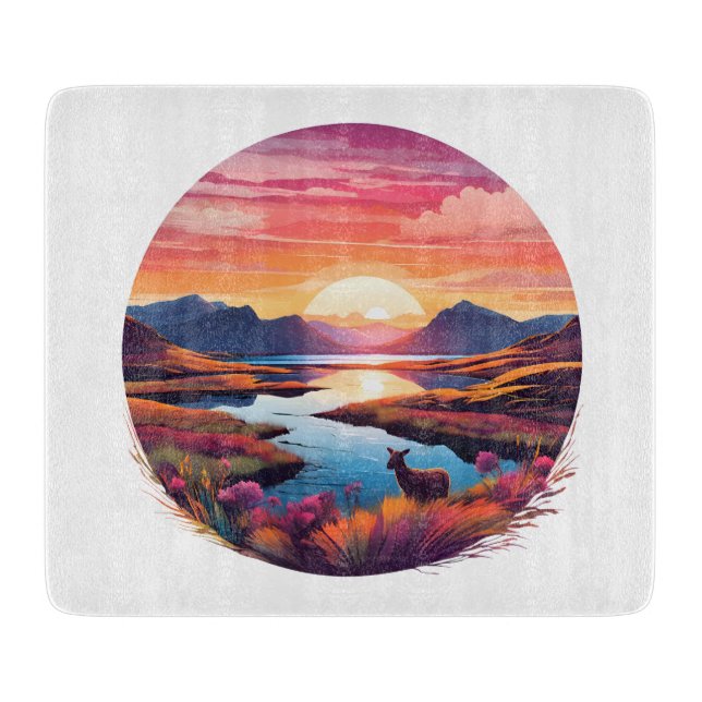 Tabla De Cortar Lago Ewe Sunset En Escocia (Anverso)