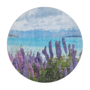 Tabla De Cortar lavanda en la orilla del lago