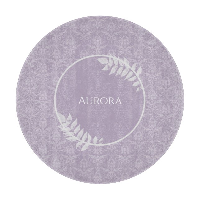 Tabla De Cortar Lavender elegante Damask personalizado (Anverso)