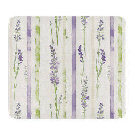 Tabla De Cortar Lavender Green Stripes Floral