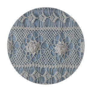 Tabla De Cortar Lazo vintage: pequeñas rosas blancas.