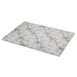 Tabla De Cortar Lazos Azules Crema