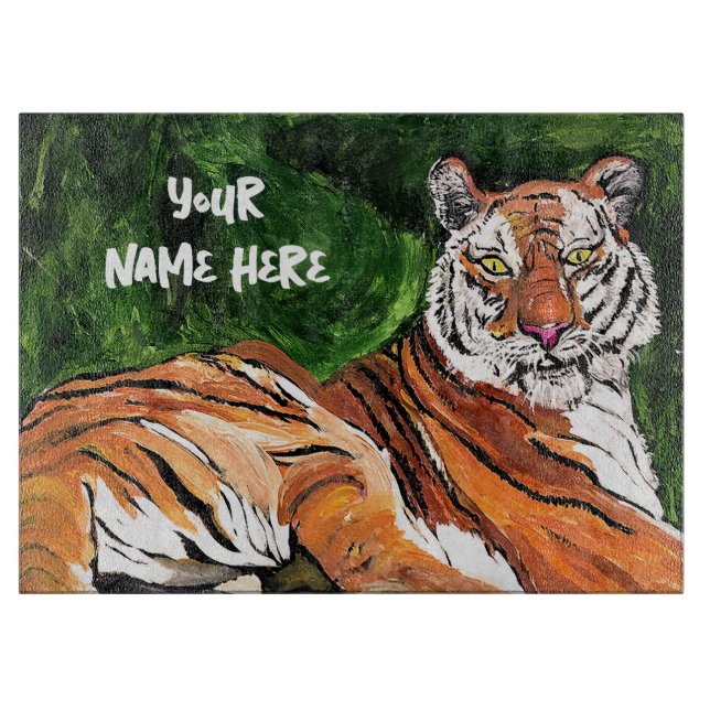 Tabla De Cortar Lazy Tiger Personalizado (Anverso)