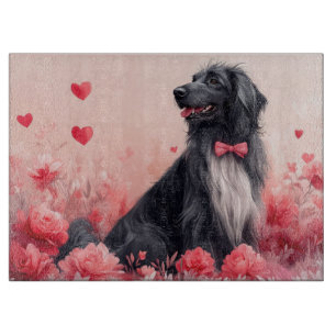 Tabla De Cortar Lebrel afgano con rosas - Día de San Valentín 