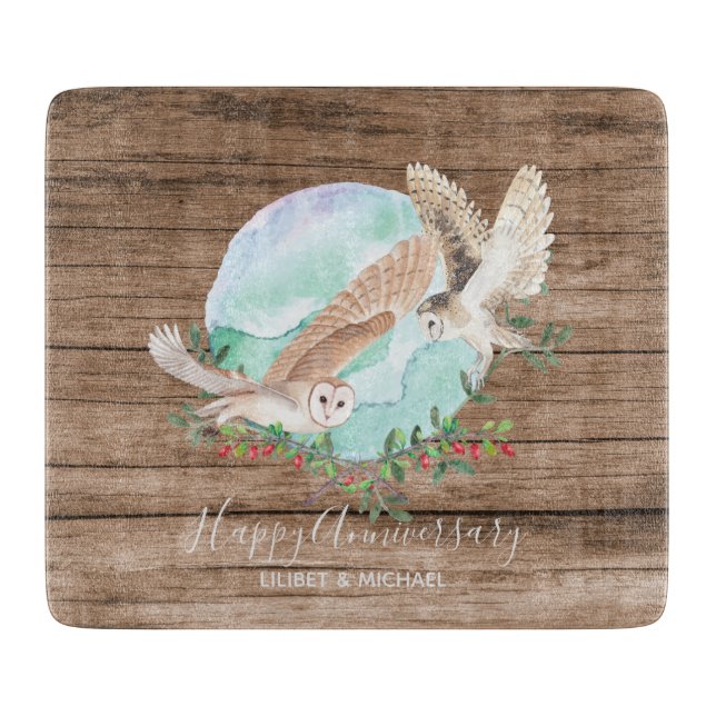 Tabla De Cortar Lechuzas personalizadas (Anverso)