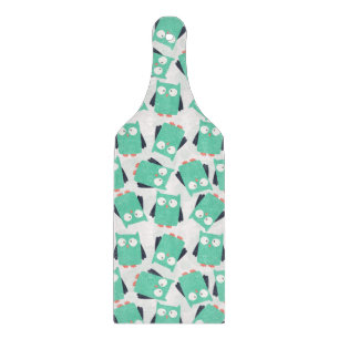 Tabla De Cortar Lechuzas singulares verde azuladas