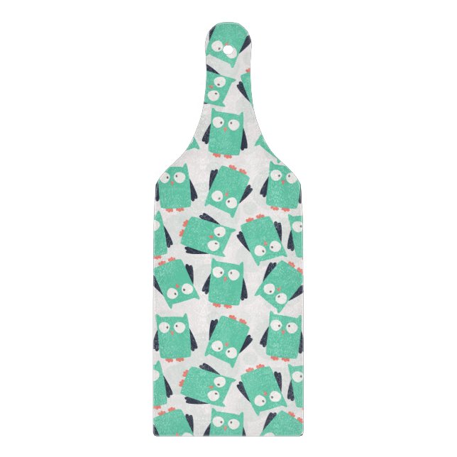 Tabla De Cortar Lechuzas singulares verde azuladas (Anverso)