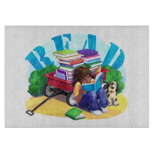 Tabla De Cortar Leer el arte del vagón de libros