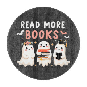Tabla De Cortar Leer más libros Spooky Halloween Ghost Book Lovers