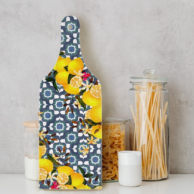 Tabla De Cortar Lemon Azulejos Mediterráneos Navy (Subido por el creador)