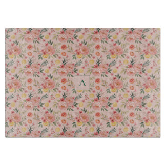 Tabla De Cortar Lemon  Floral pink Peony rustic Pattern monogram