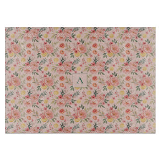 Tabla De Cortar Lemon  Floral rosa Peonía Patrón monograma