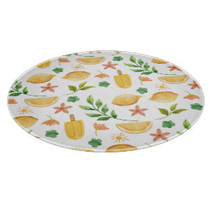 Tabla De Cortar Lemones acuarelas y popsicles