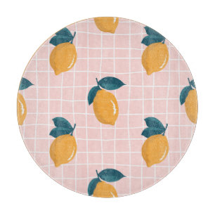 Tabla De Cortar Lemones, geometría retro, patrón veraniego sin cos