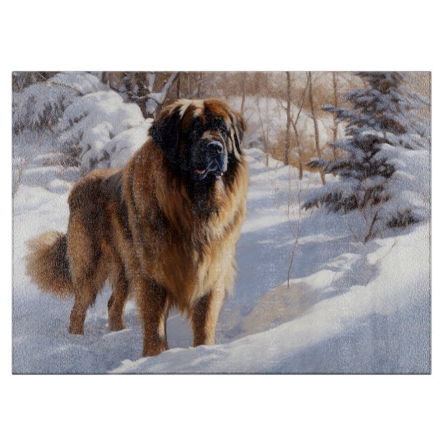 Tabla De Cortar Leonberger Deja que nieve Navidad (Anverso)