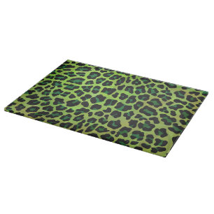 Tabla De Cortar Leopard Black and Green Print