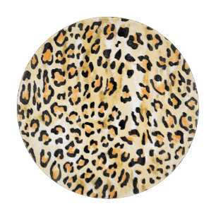 Tabla De Cortar Leopardo amarillo, dibujado a mano.
