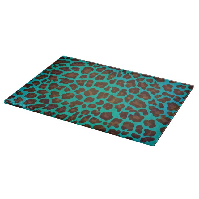 Tabla De Cortar Leopardo Brown e impresión Verde azulada (Borde)