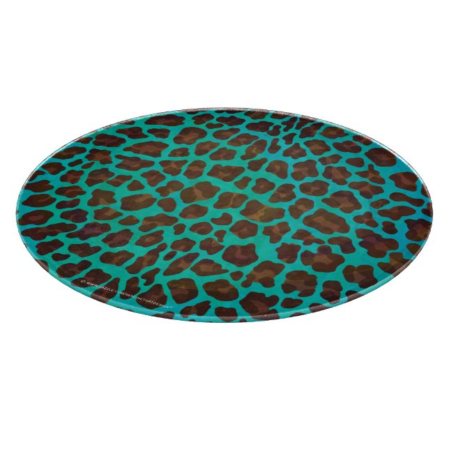 Tabla De Cortar Leopardo Brown e impresión Verde azulada (Borde)