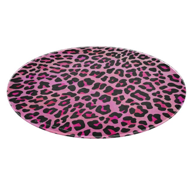 Tabla De Cortar Leopardo de impresión negro y rosa caliente (Borde)