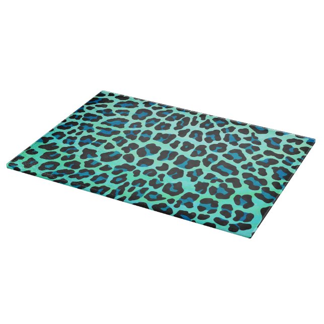Tabla De Cortar Leopardo negro e impresión Verde azulada (Borde)
